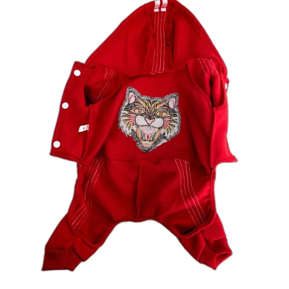 Cozy Canine Tiger Stripe Hoodie Red Size M NWOT